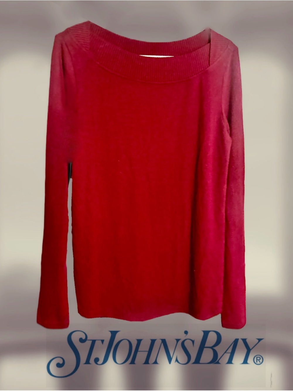 St. John's Bay Women’s Long Sleeve Red Boatneck Top